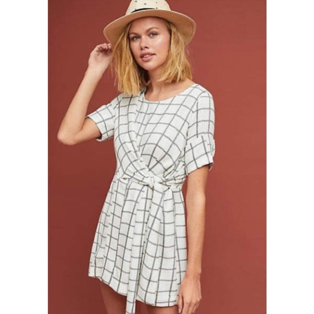 Eva Franco White Windowpane Romper Size 4 Made in USA